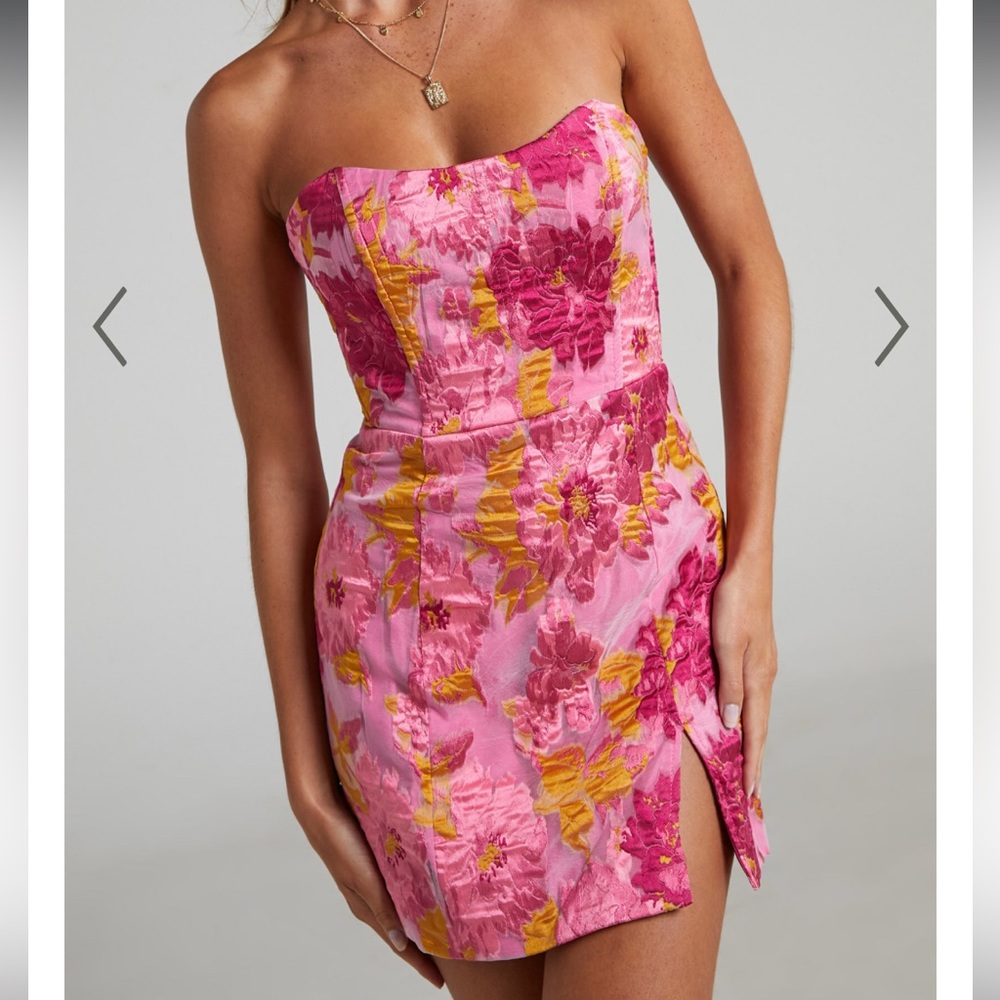 Showpo pink jacquard mini dress - worn only once